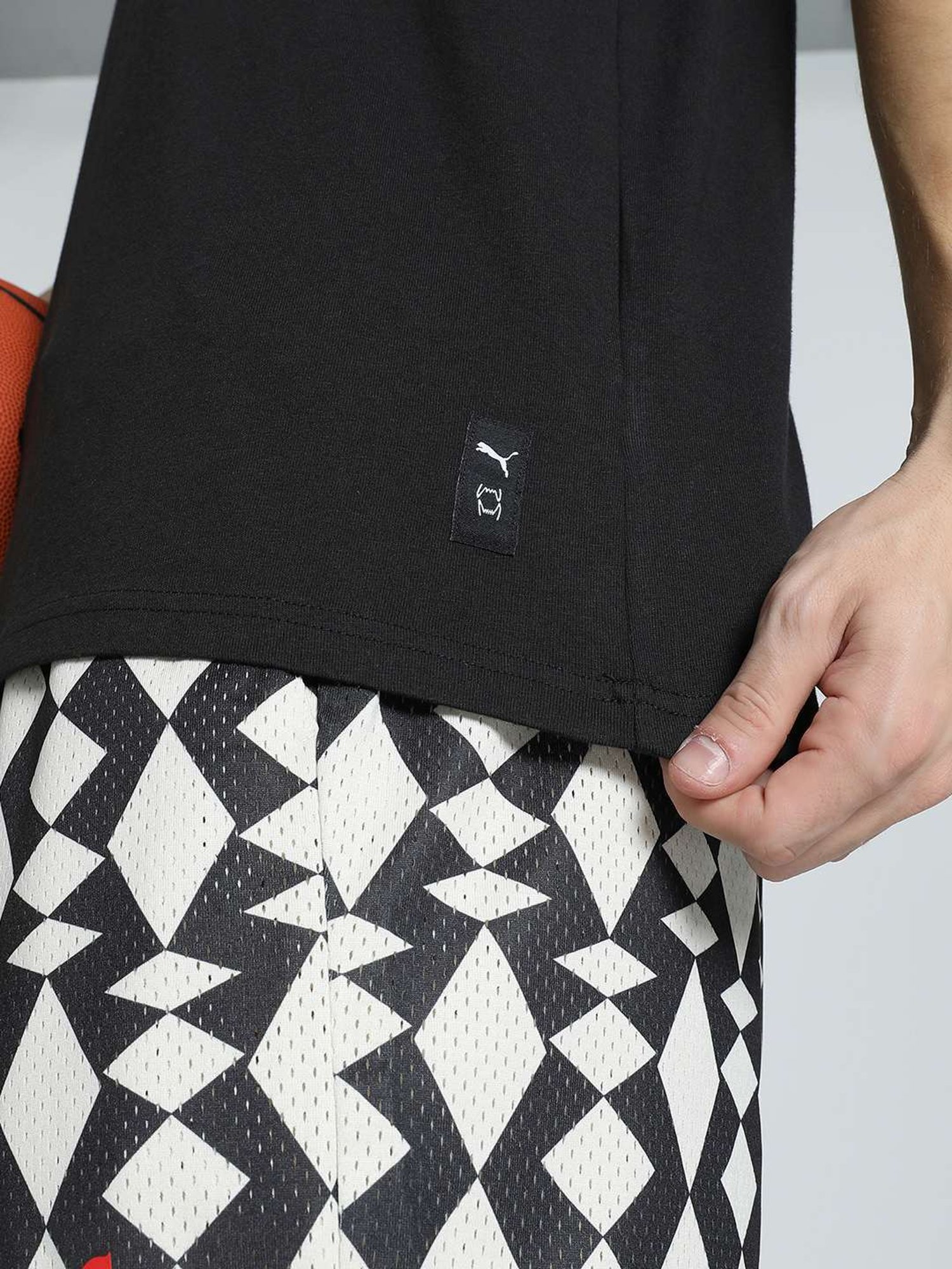 Puma MELO Black Regular Fit Printed Sports T-Shirts