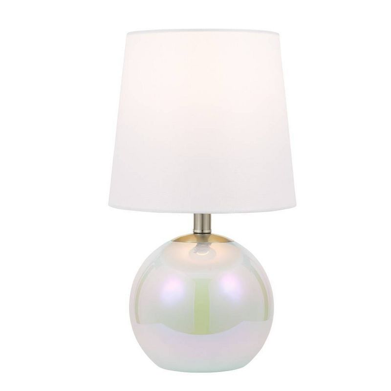 16" Iridescent Glass Table Lamp With Nightlight White (Includes LED Light Bulb) - Cresswell Lighting