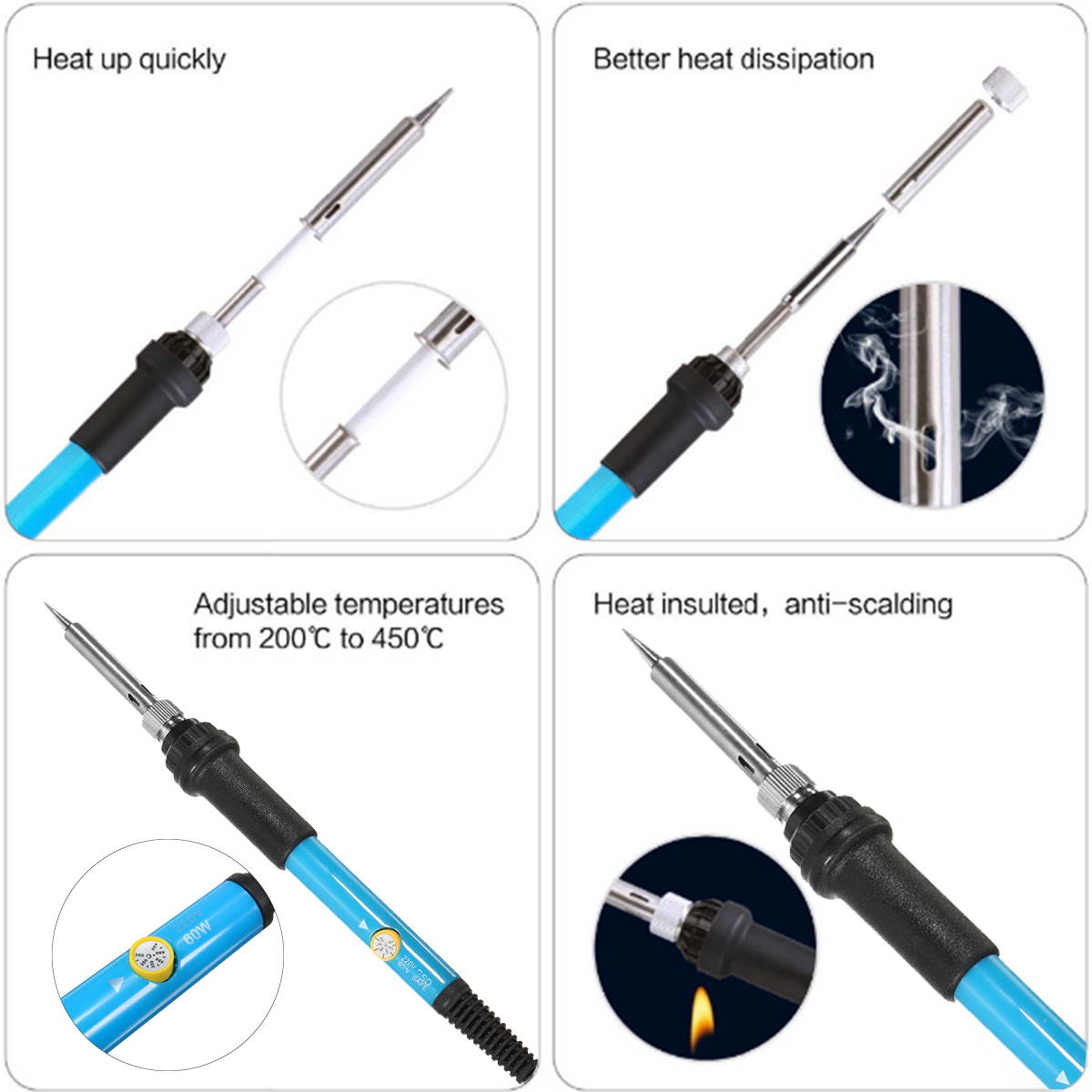 60W Solder Iron Kit Welding Electric Soldering Adjustable Temperature Multimeter