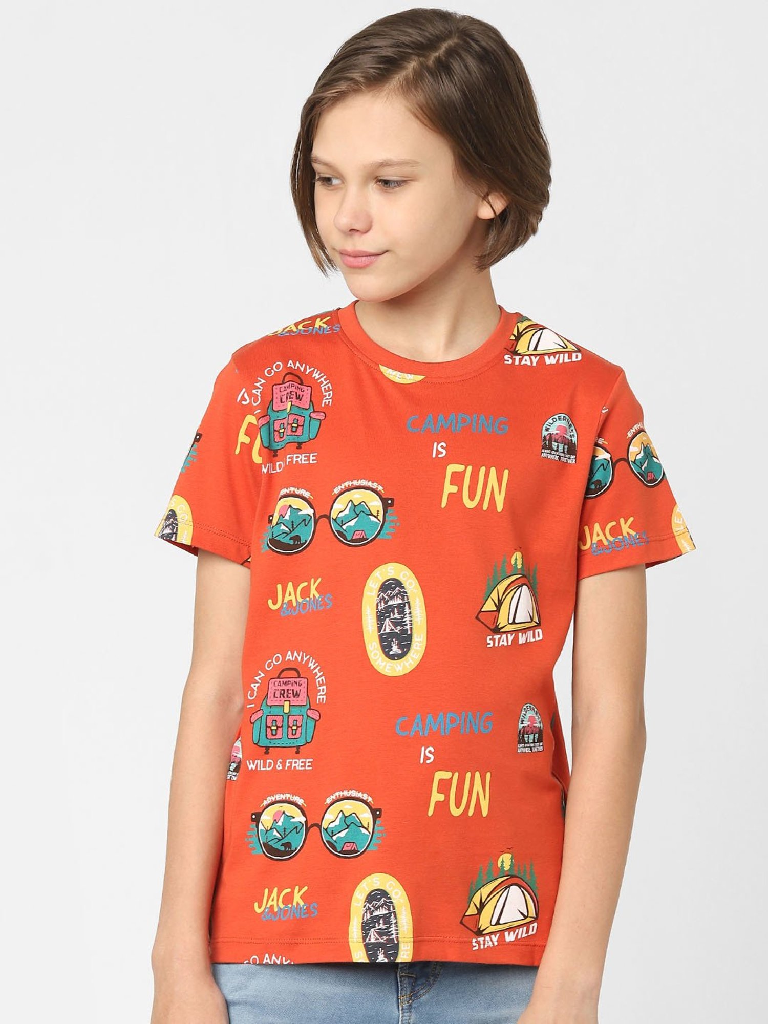 Jack & Jones Junior Orange Printed T-Shirt