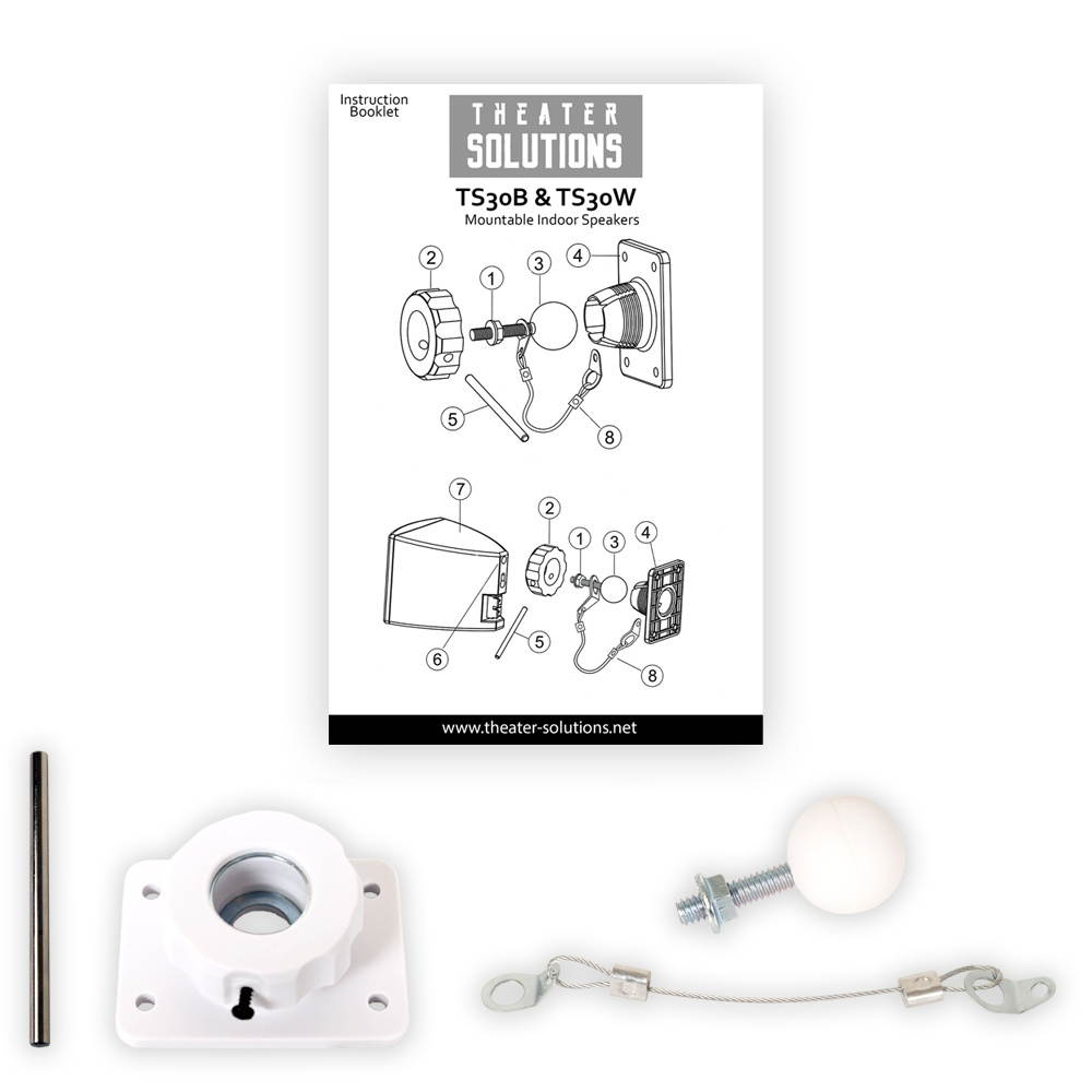 Theater Solutions TS30W Mountable Indoor Speakers White Bookshelf 7 Piece Pack