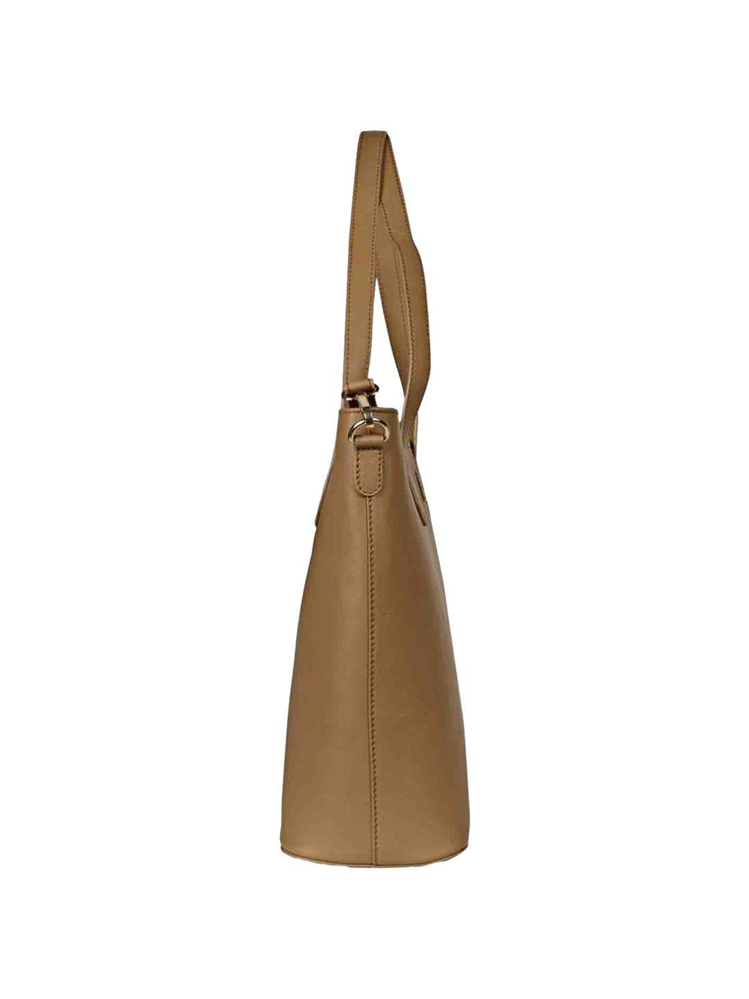 Favore Tan Solid Medium Tote Handbag
