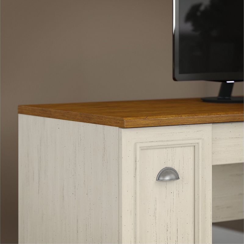Bush Furniture Fairview L Shaped Desk, Antique White/Tea Maple WC53230-03K
