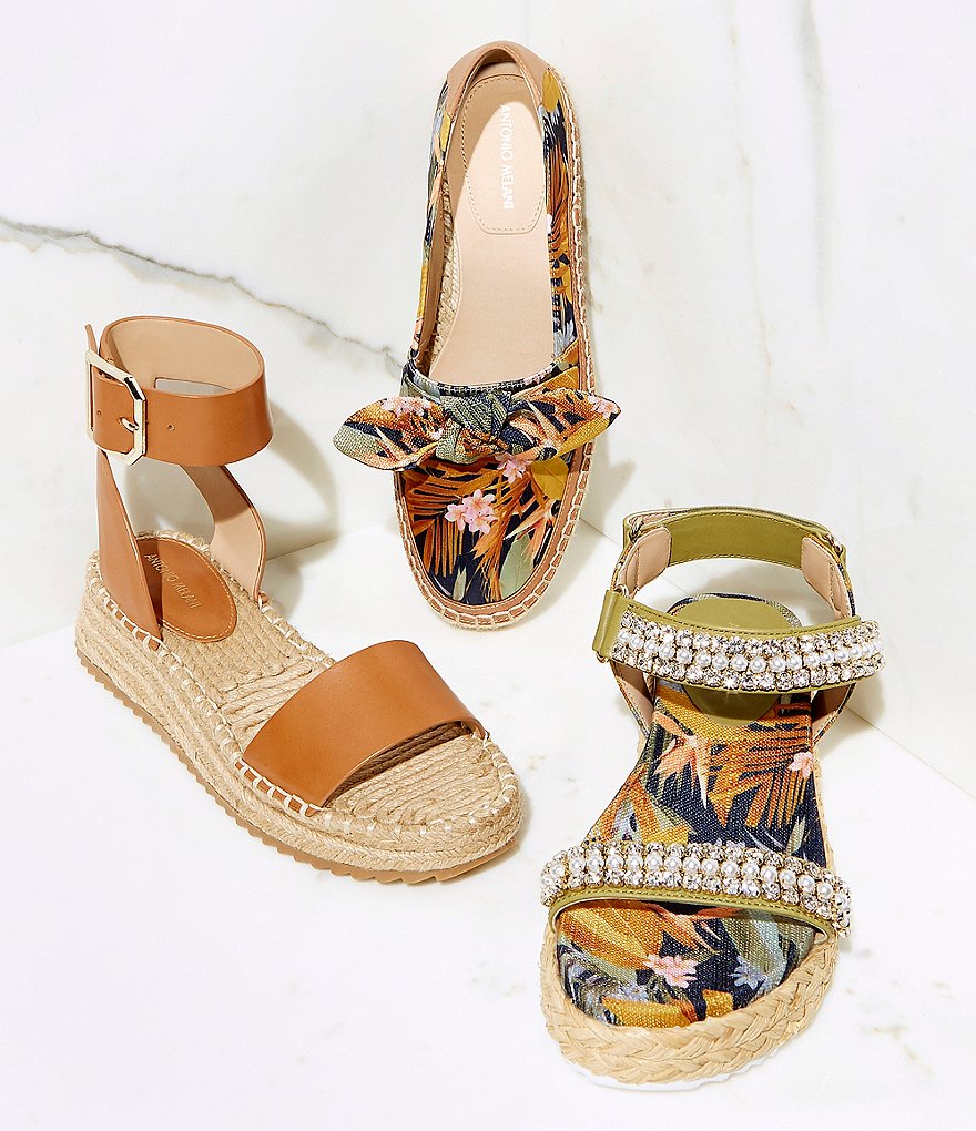 Antonio Melani Fosterr Leather Ankle Strap Espadrille Wedges