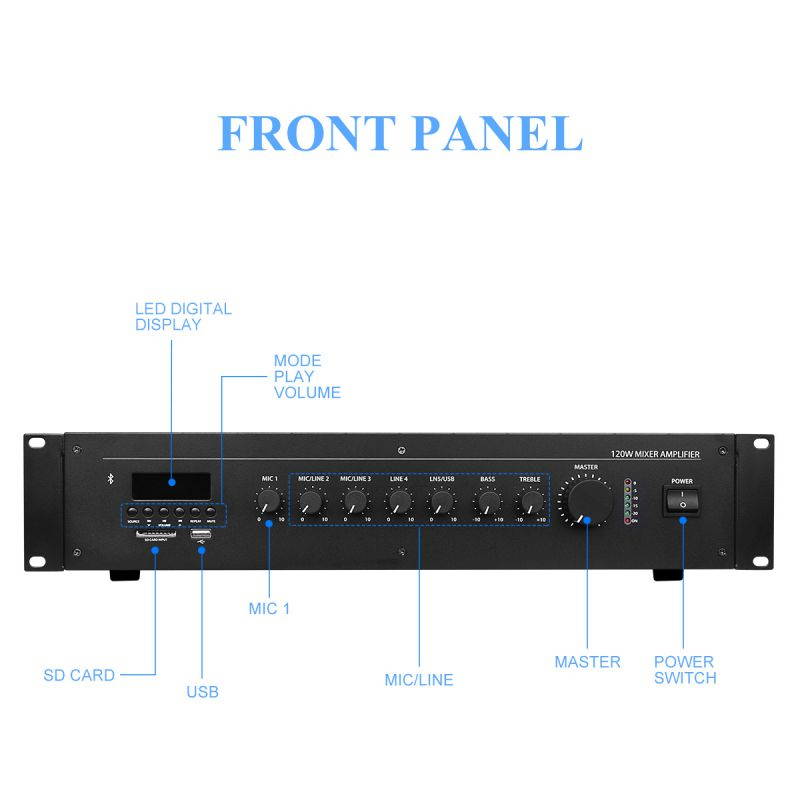 CAMPOTECH Professional Audio Wireless  Power Amplifier at 8-16O Mixer Amplifier Mulit- Channel Rack Mount Bridgeable, LED Indicators, Shockproof Binding Posts