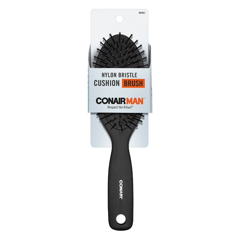Conair for Men Nylon Bristle Cushion Black Hair Brush