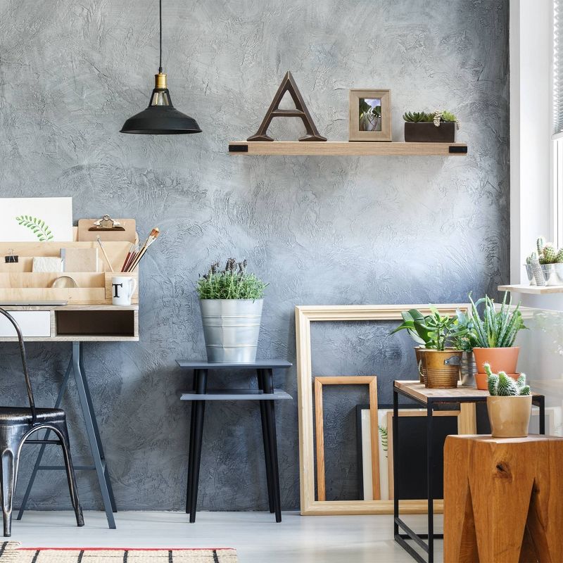 36" x 9.2" Floating Shelf with Metal Corners White Oak - InPlace