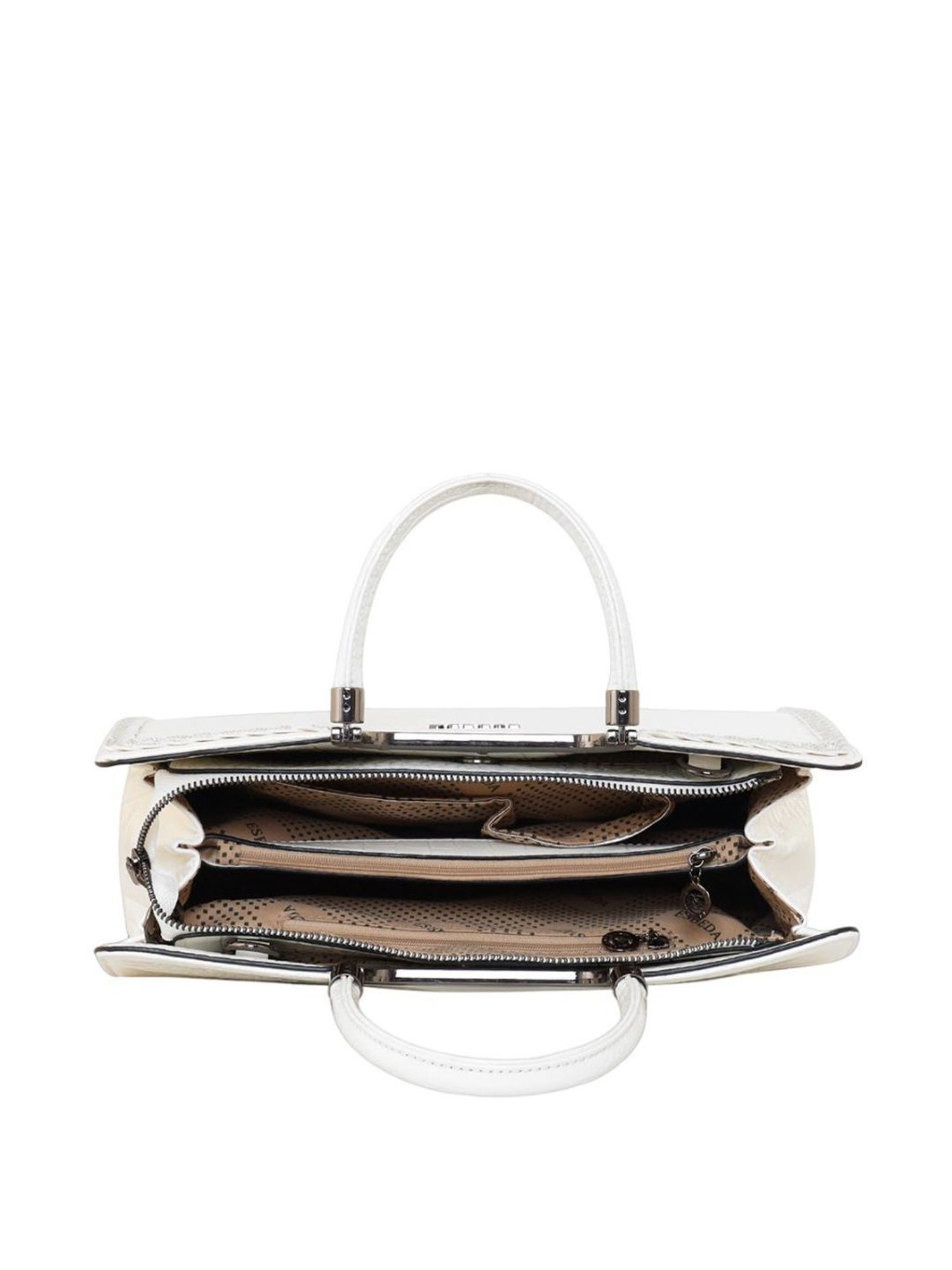 Esbeda Glossy White PU Textured Handbag