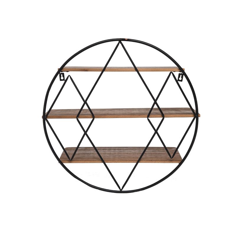 38" Soloman Wooden Shelf with Metal Brackets Brown - Kate & Laurel All Things Decor