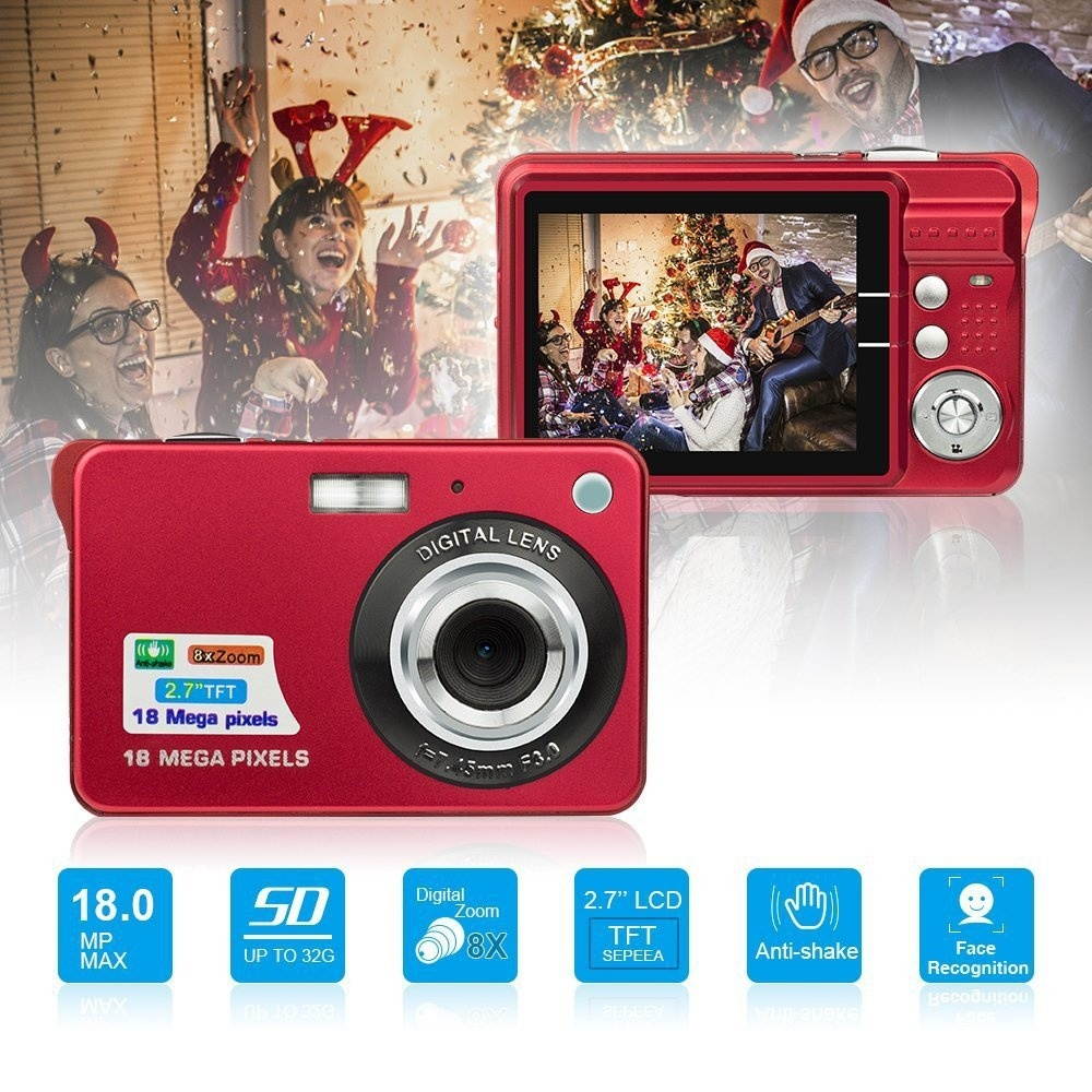 2.7 inch 18 Megapixel 8X Zoom HD Digital Camera Card-type Automatic Camera for Children, with SD Card Slot