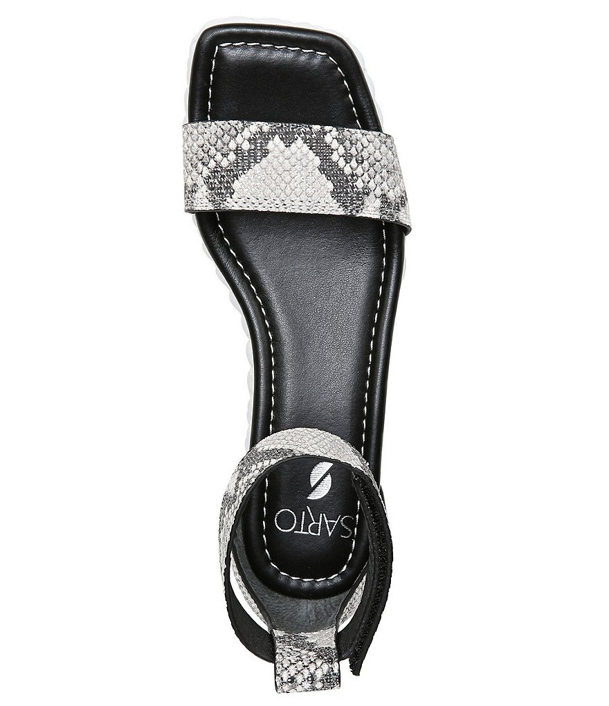 Sarto by Franco Sarto Tiana2 Square Toe Snake Print Leather Ankle Strap Platform Wedge Sandals