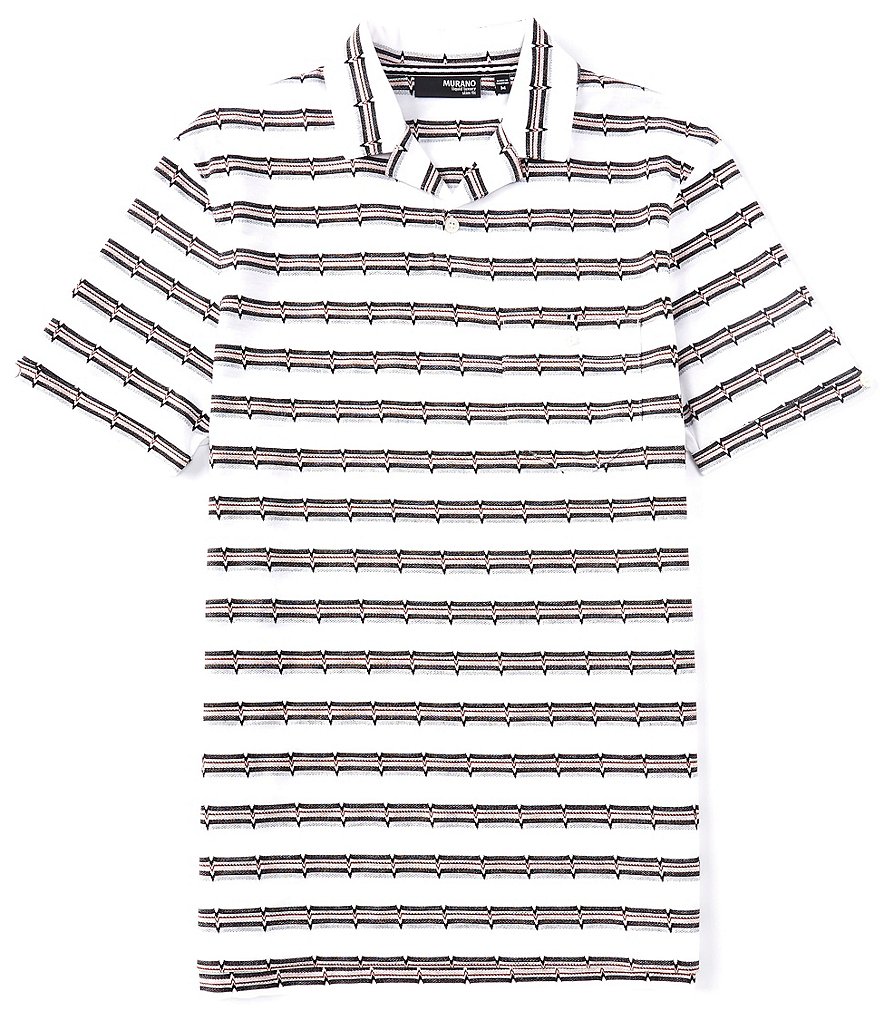 Murano Liquid Luxury Slim-Fit Stripe Jacquard Short-Sleeve Woven Camp Shirt