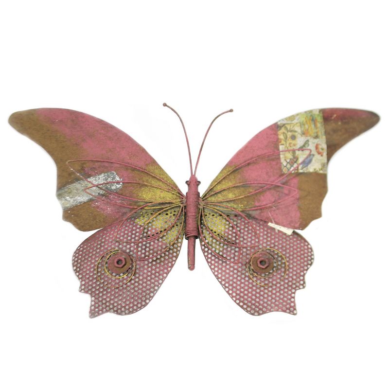 Home & Garden 16.5" Rustic Wall Decor Butterfly Pk Decoupage Nuts Bolts Regal Art & Gift  -  Decorative Wall Sculptures