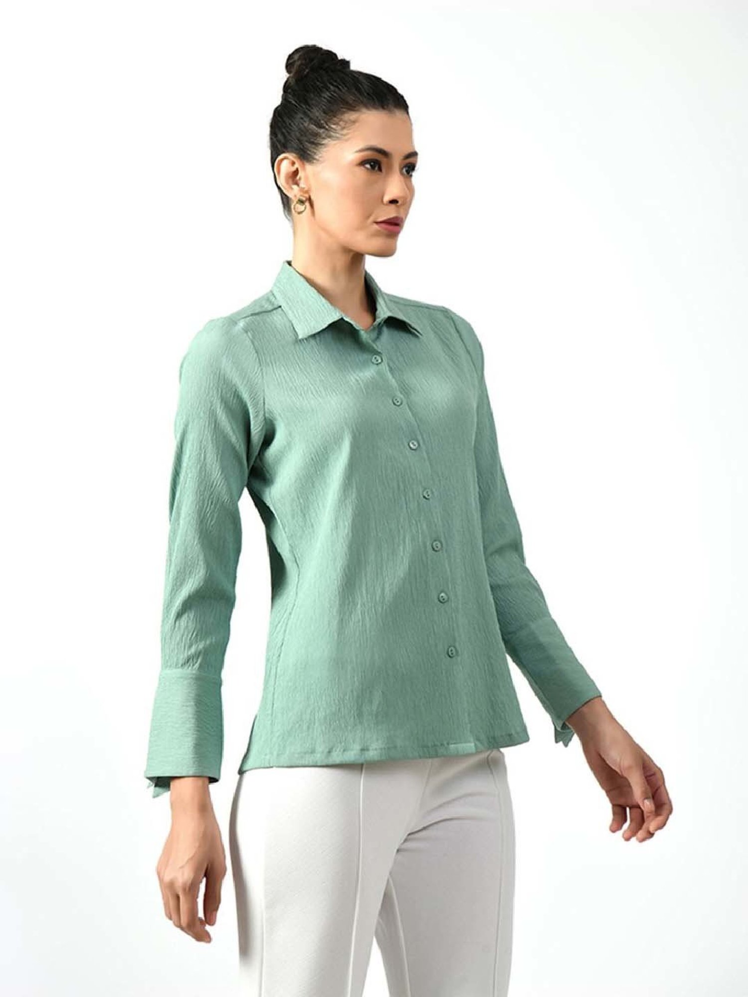 Office & You Green Plain Shirt
