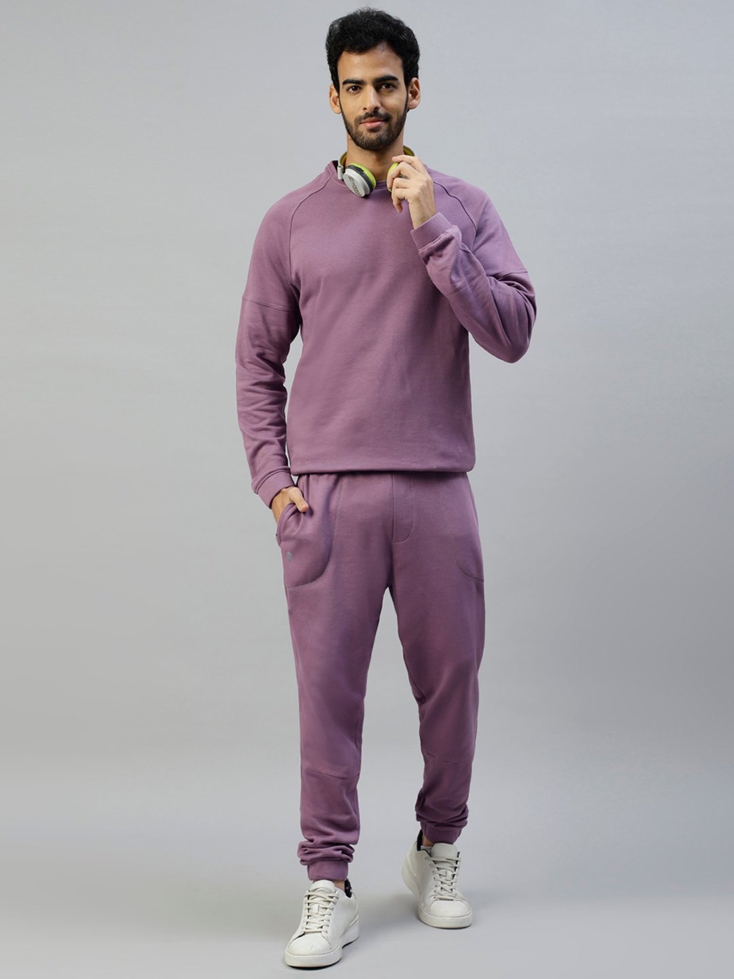 Slowave Purple Regular Fit Cotton Joggers