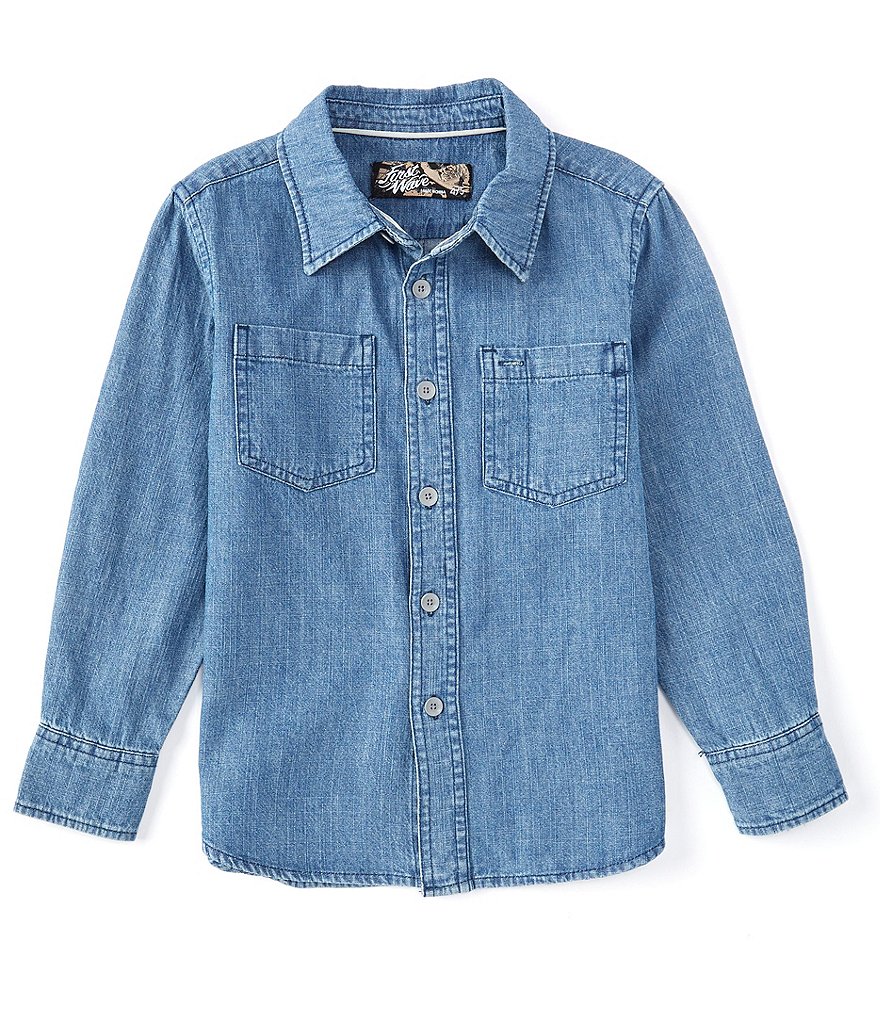 First Wave Little Boys 2T-7 Long-Sleeve Denim Shirt