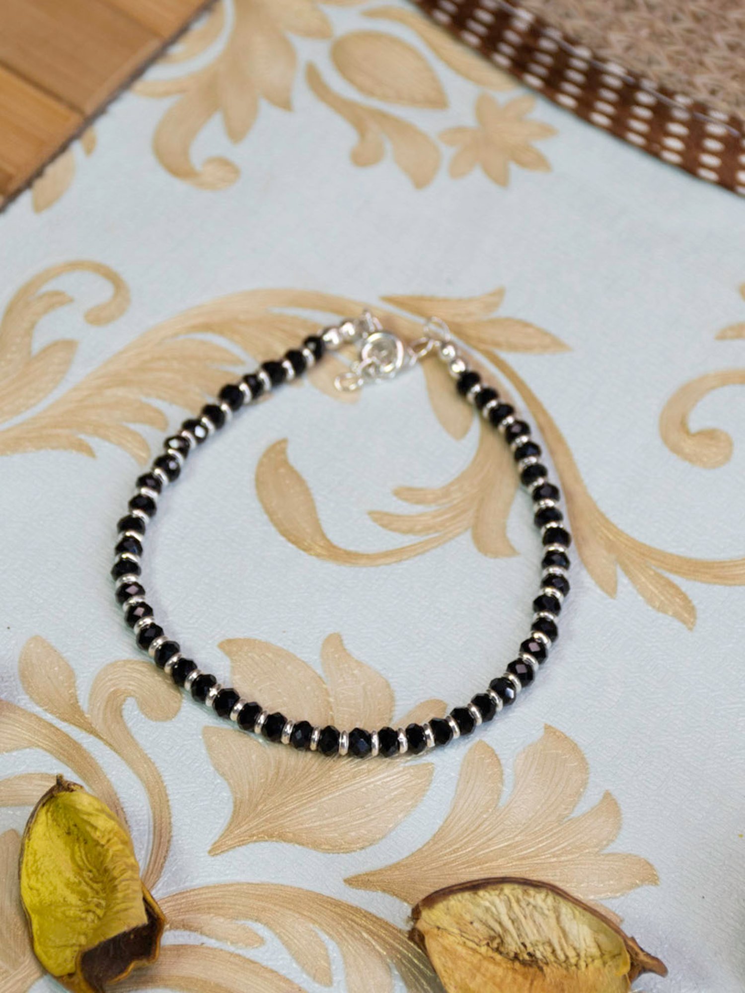 Arte Jewels 925 Sterling Silver Black Beads Bracelet for Women & Girls