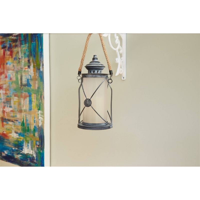 12" Walden Outdoor Lantern with Dancing Flame Silver - Smart Living