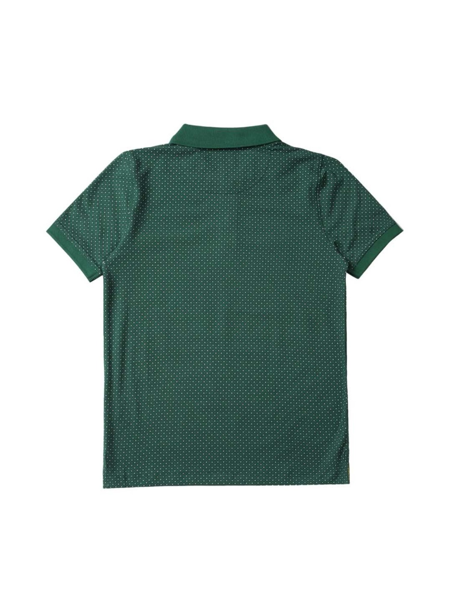 Allen Solly Junior Boys Green Cotton Printed Polo T-Shirt