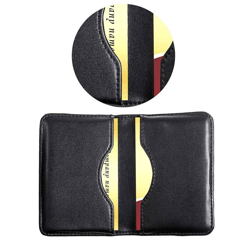 Genuine Leather Business Card Holder, Wisdompro 2-Sided Professional Folio Credit Name Card Holder Wallet Case with Magnetic Shut for Men and Women, Ultra Slim and Thin - Cowhide Black