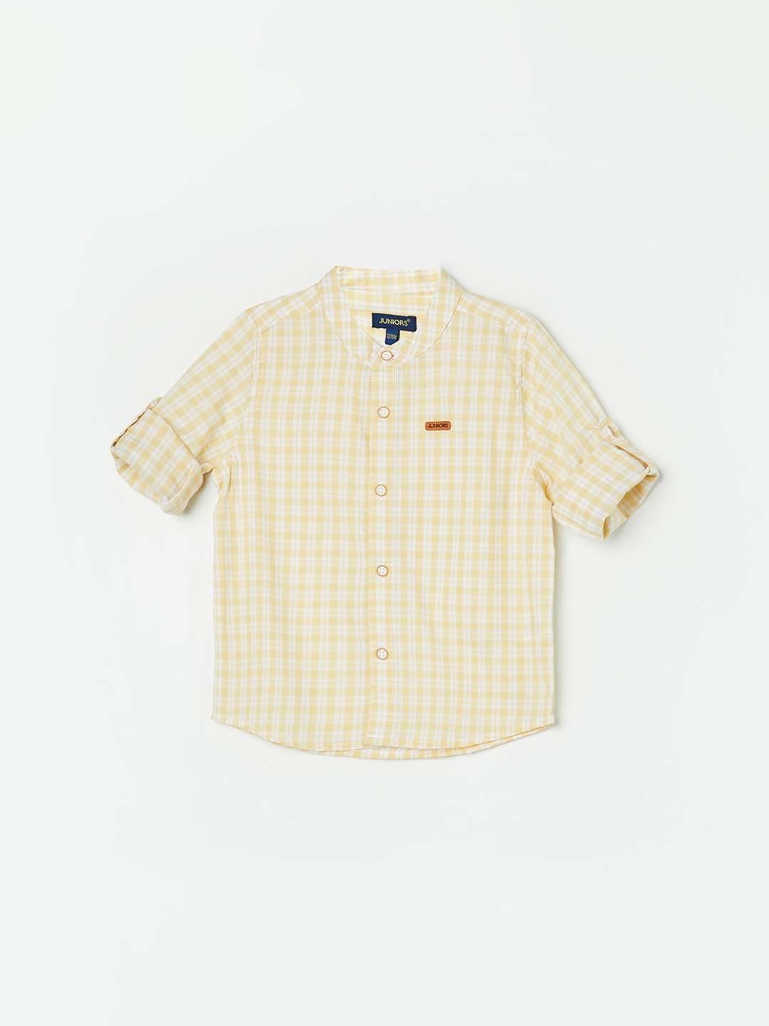 Juniors by Lifestyle Yellow Cotton Chequered Full Sleeves Shirt