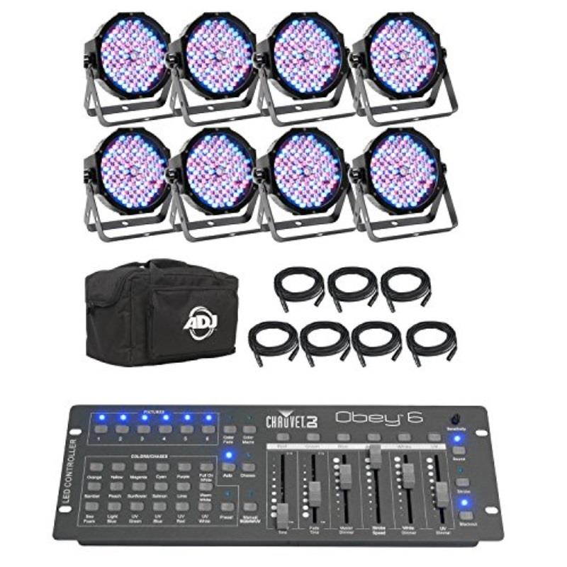 American DJ Mega Flat Pak 8 Plus Mega Par System + Chauvet Obey 6 DMX Controller