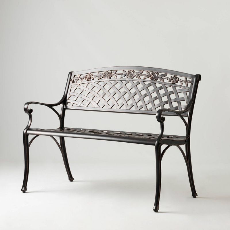 Scalret Aluminum Patio Bench - Antique Bronze - Balkene Home