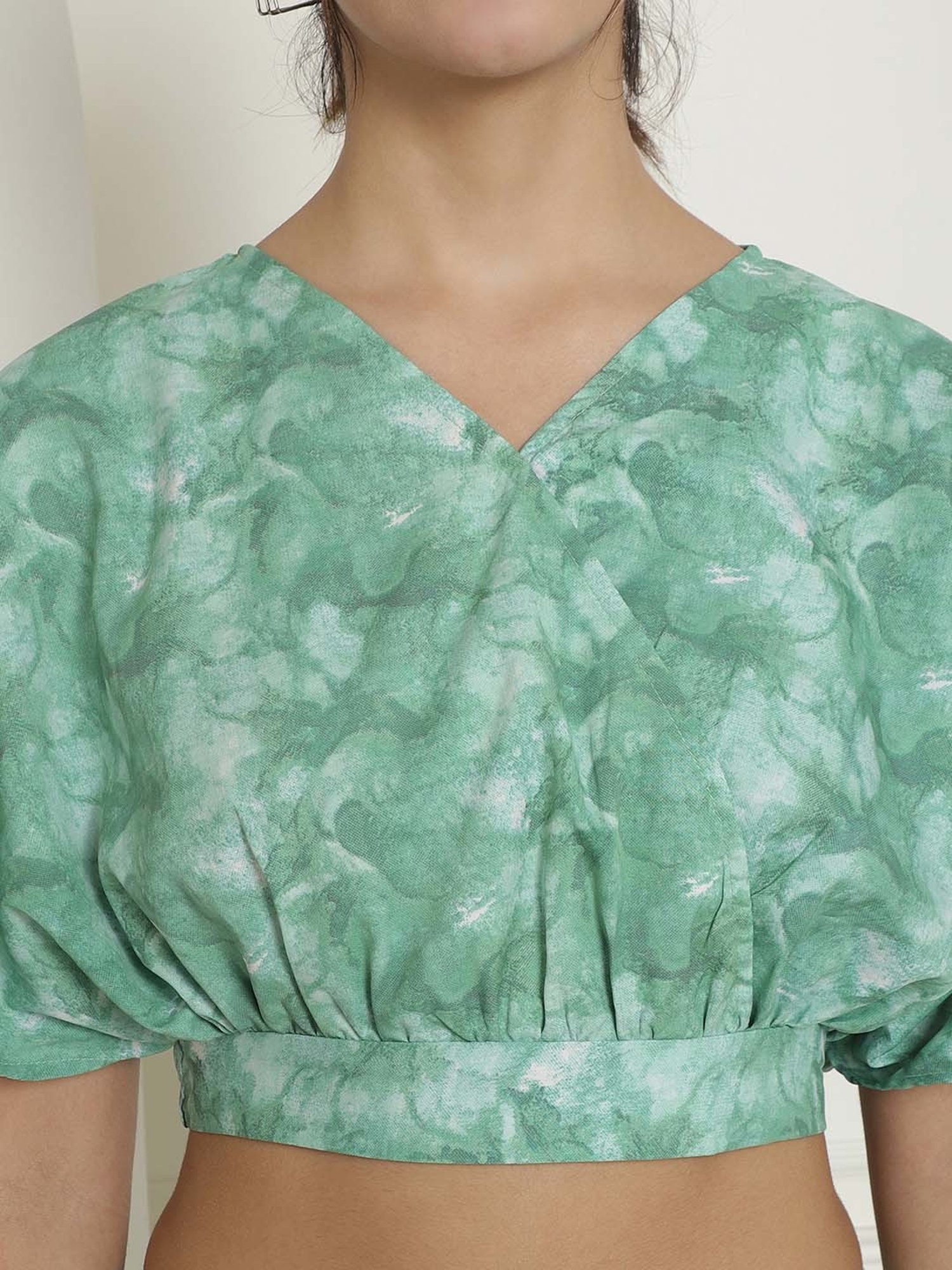 Indian Needle Green Crop Top & Pant Set