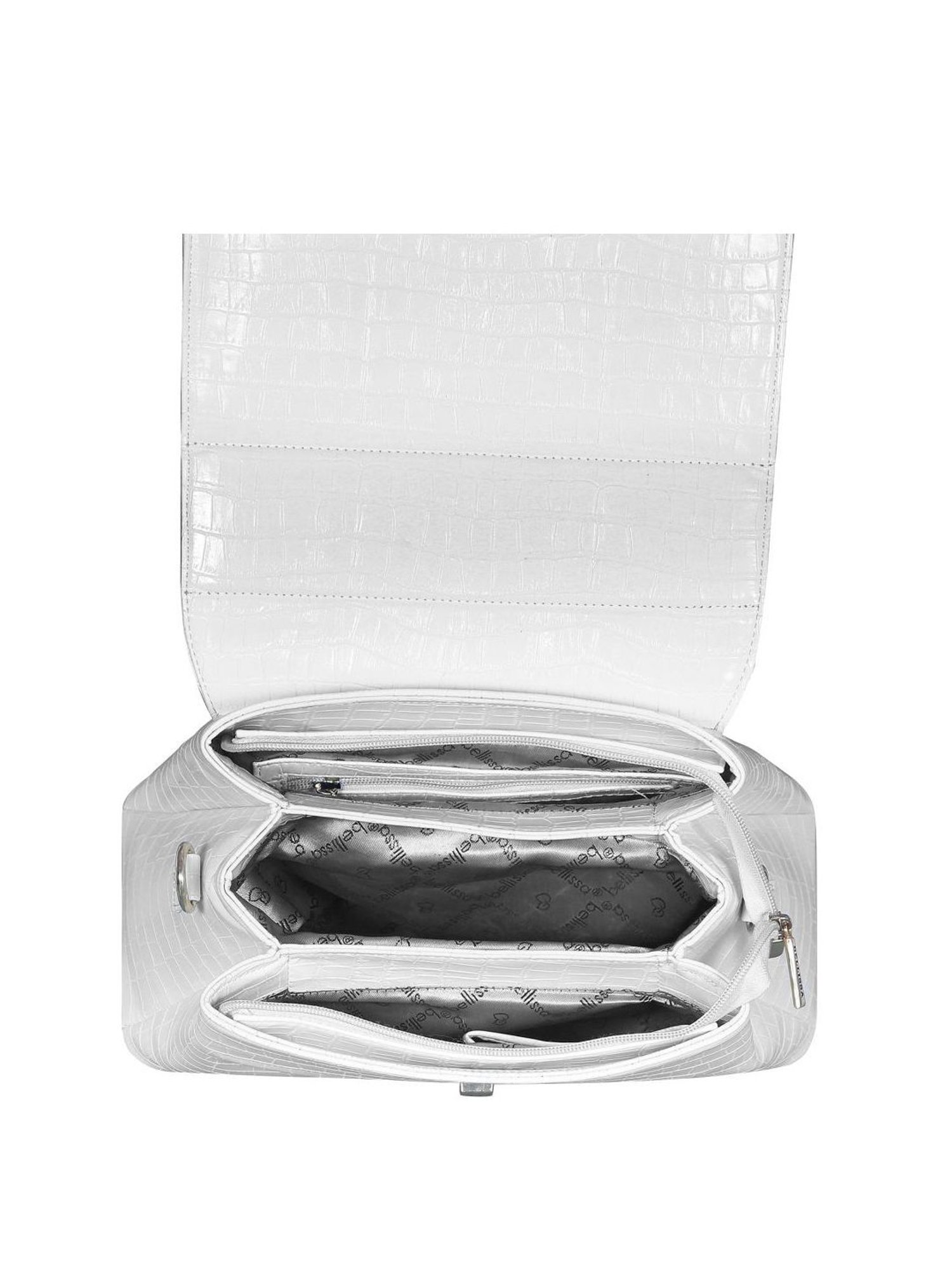 Bellissa White Textured Medium Premium Satchel Handbag