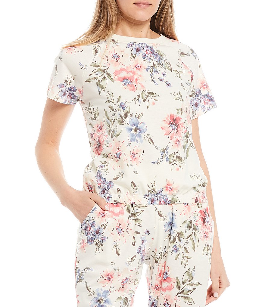 Honey & Sparkle Coordinating Floral Short-Sleeve Knit Top