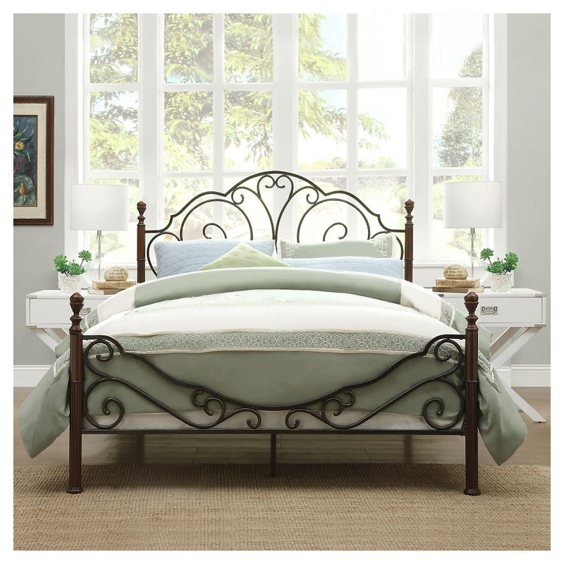 Sereno Metal Bed King Bronze/Cherry - Inspire Q