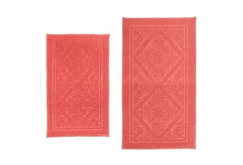 2pc Jacquard Collection 100% Cotton Bath Rug Set Coral - Better Trends