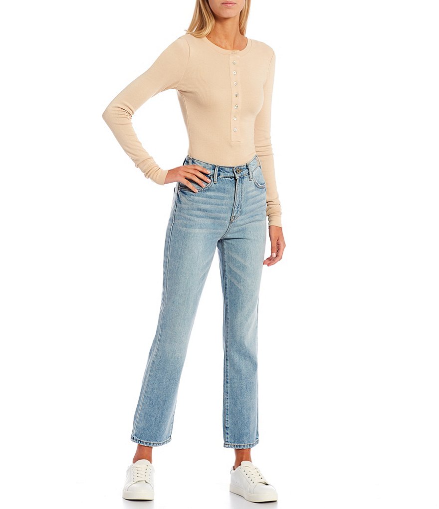 Every Ankle Crop Front Zipper Straight Leg Jeans