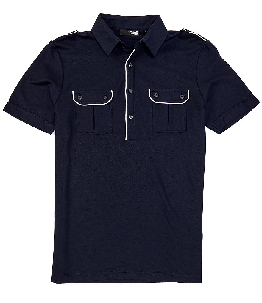 Murano Liquid Luxury Slim-Fit Piped Short-Sleeve Polo Shirt