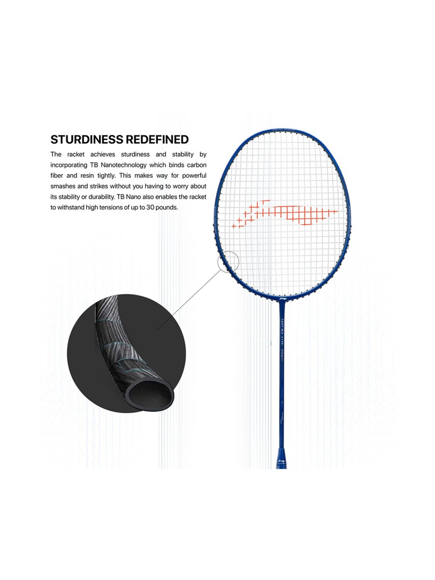 Li-Ning Wind Lite Stealth Badminton Racket (Royal Blue) Size - Medium