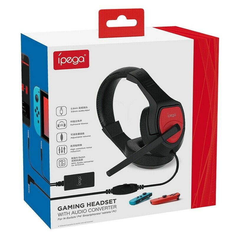 Ipega Pg-R001 Gaming Headphone with Adapter for N-Switch Ps4 Laptop Smartph E4R6