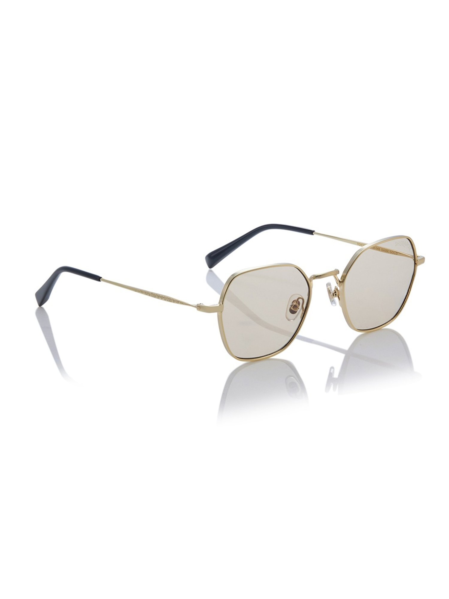 Shisen Fox Tokyo Dark Gold-Light Brown Geometric Unisex UV Protection Sunglasses -51 mm