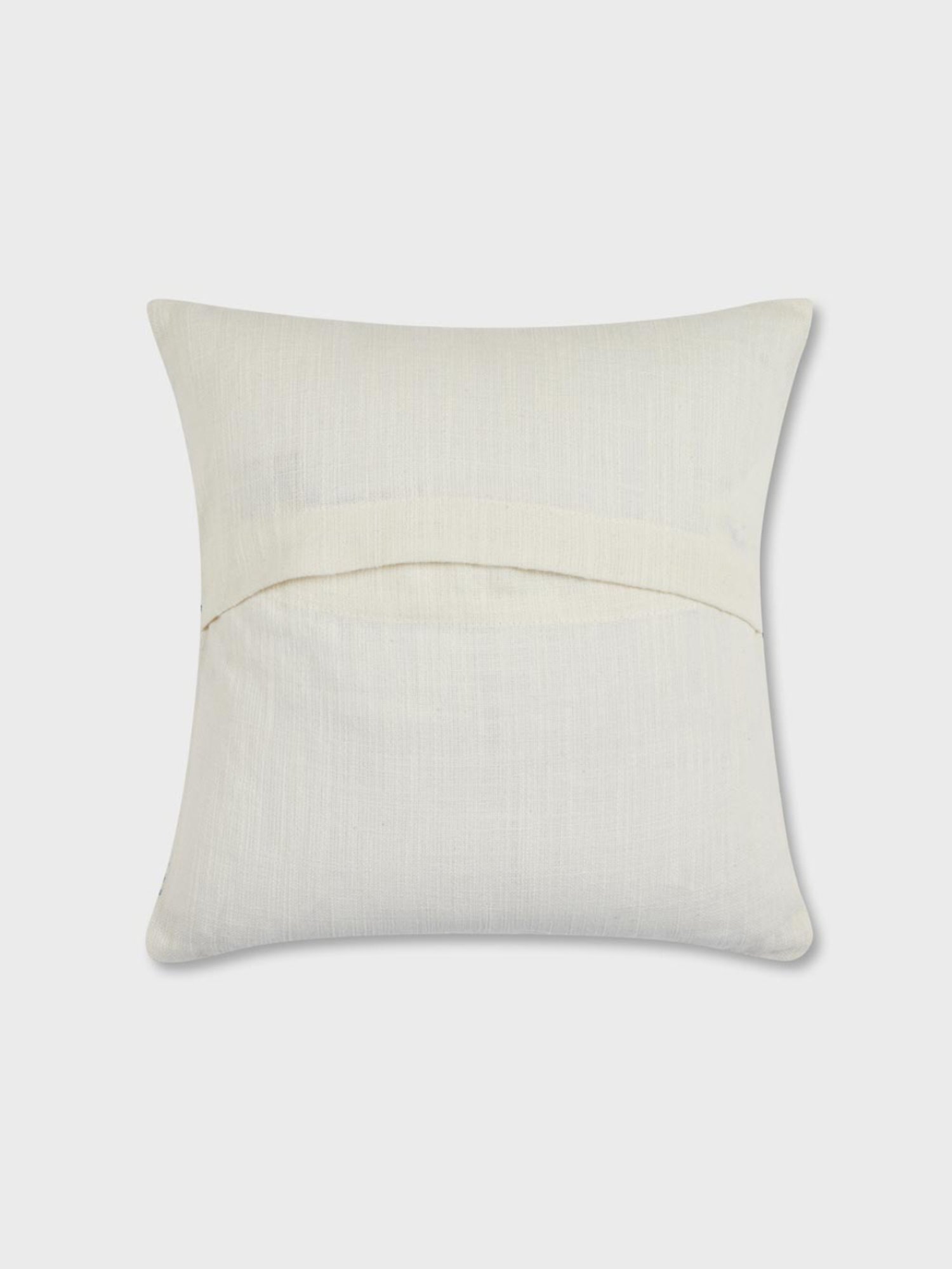 Fabindia White & Blue Cotton 60 TC 360 GSM Padam Cushion Cover