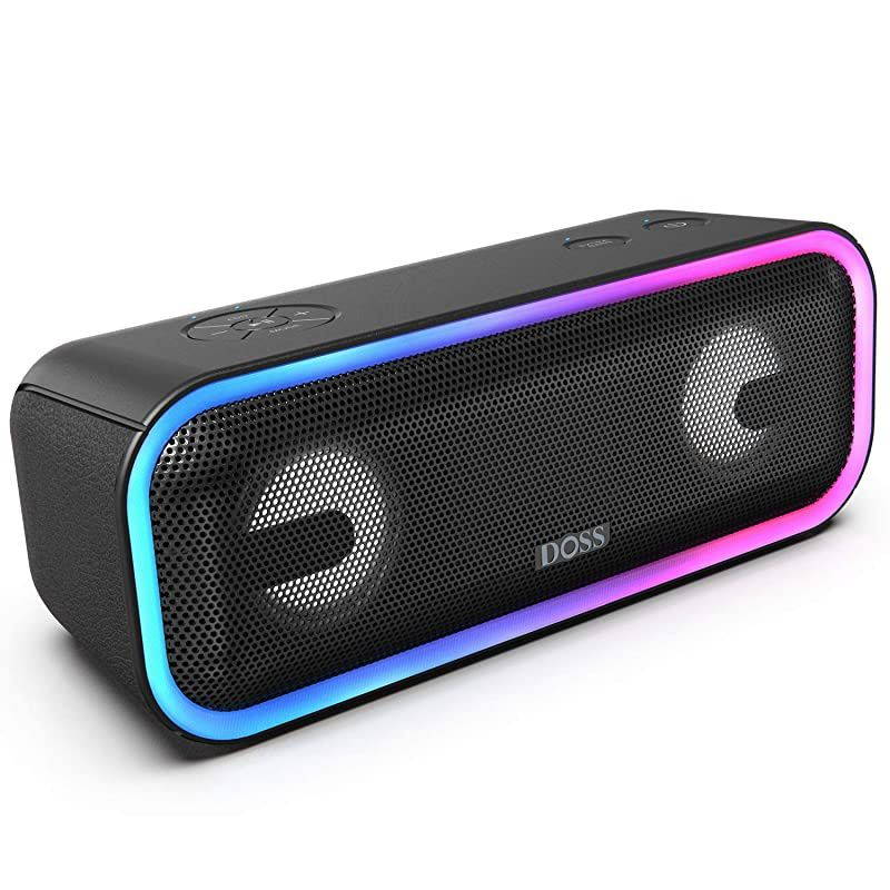 Bluetooth Speakers,  SoundBox Pro+ Wireless Bluetooth Speaker with 24W Impressive Sound, Booming Bass, IPX5 Waterproof, 15Hrs Playtime, Wireless Stereo Pairing, Mixed Colors Lights, 66 FT-Black