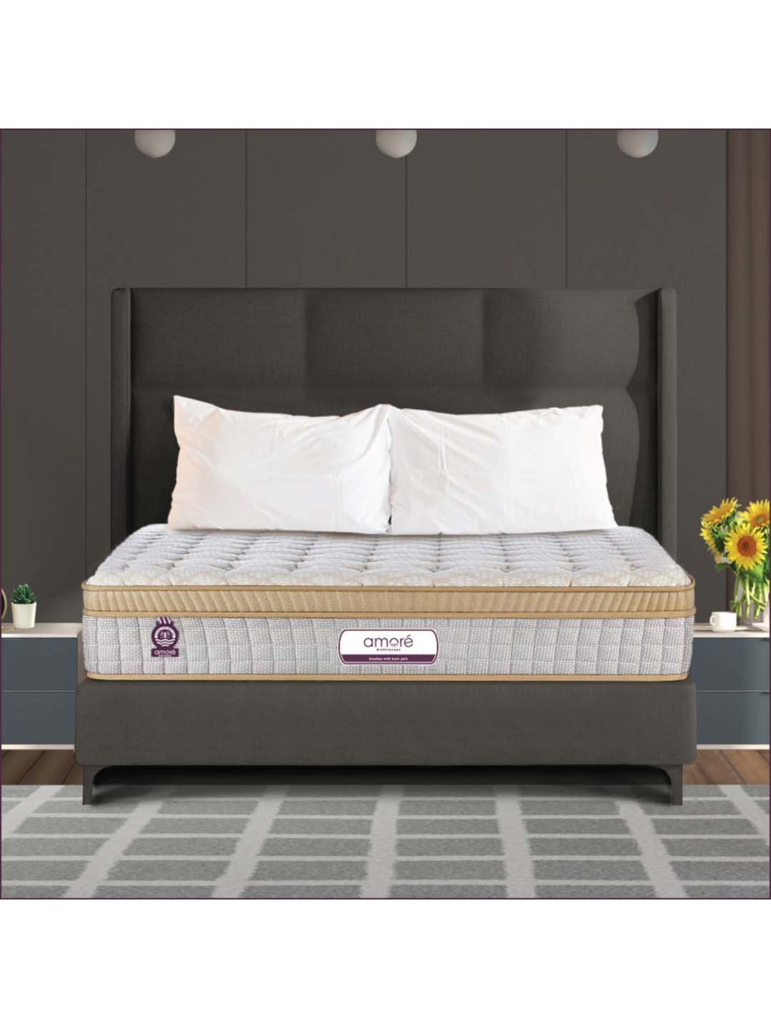 Amore Backmaster Grey & Beige Memory Foam Single Mattress (72 in. L X 30 in. W)
