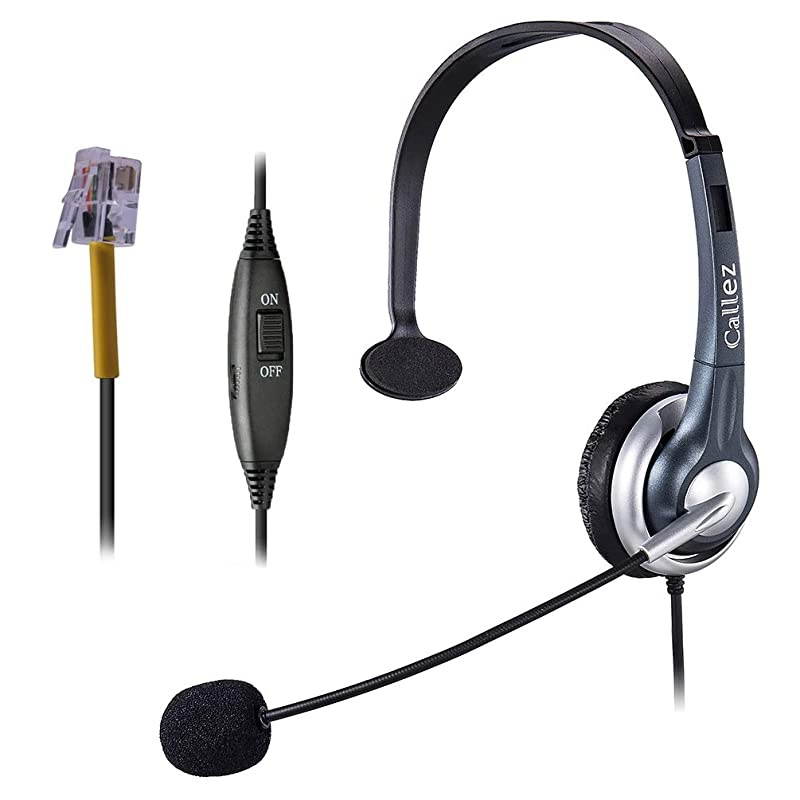 C300Y1 Corded Telephone Headset Mono with Noise Cancelling Mic Compatible for Yealink T19P T20P T21P T22P T41 Avaya 1608 9608 9611 Grandstream GXP1400 Panasonic KXT Snom Cisco IP Phones
