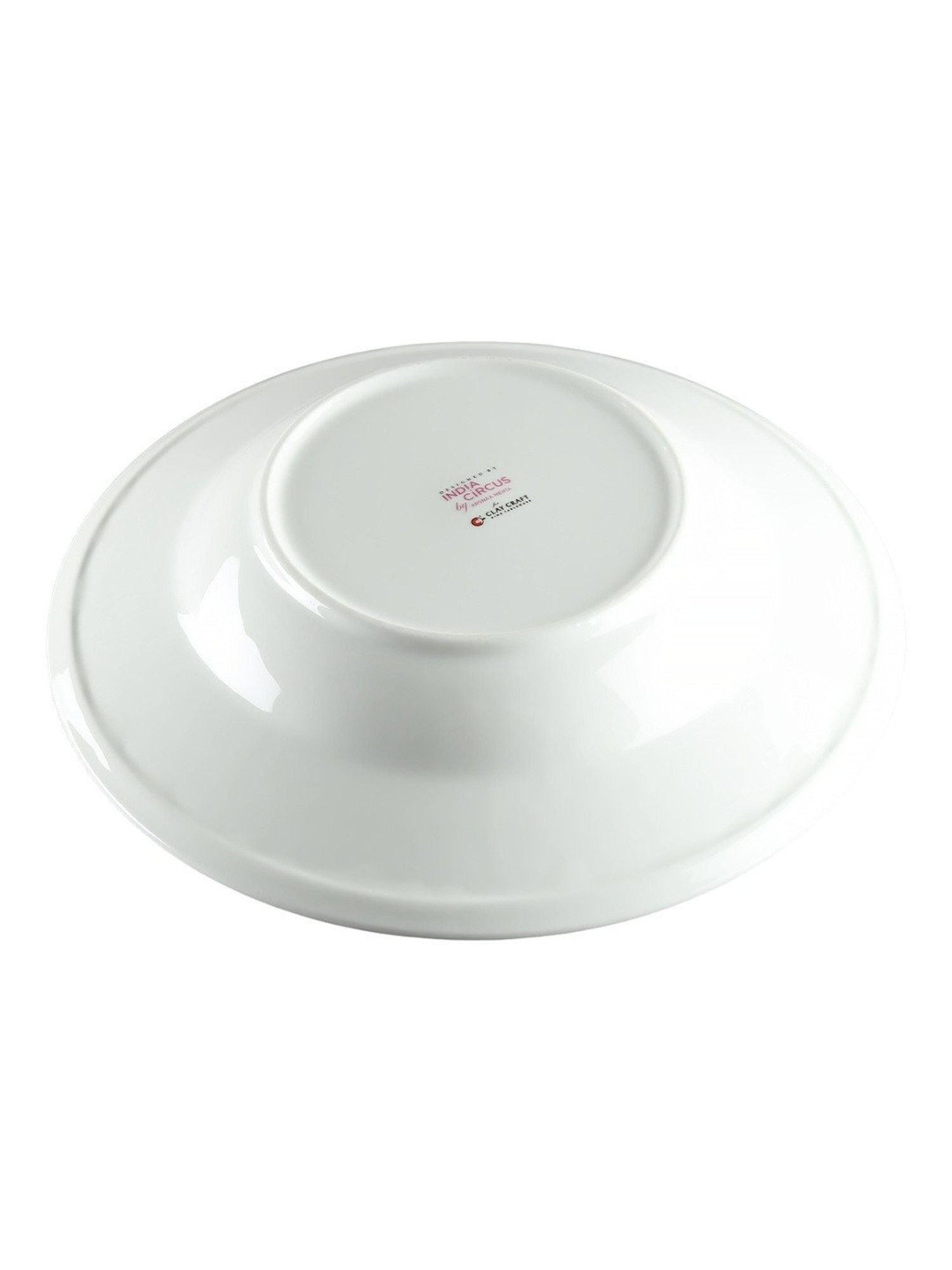 India Circus Color Bordered White & Blue Bone China Pasta Plate - Set Of 2