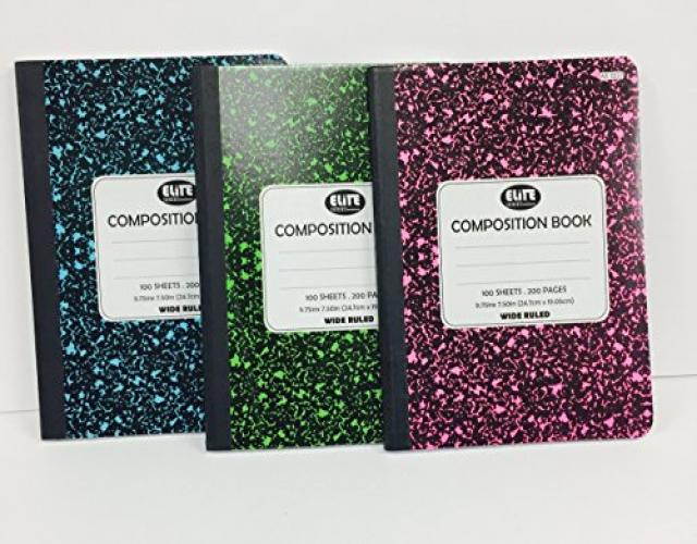 Bazic Composition Books, 9.75 X 7.5 Inches, 100 Sheets/200 Pages, 3 Pk, Assorted Colors