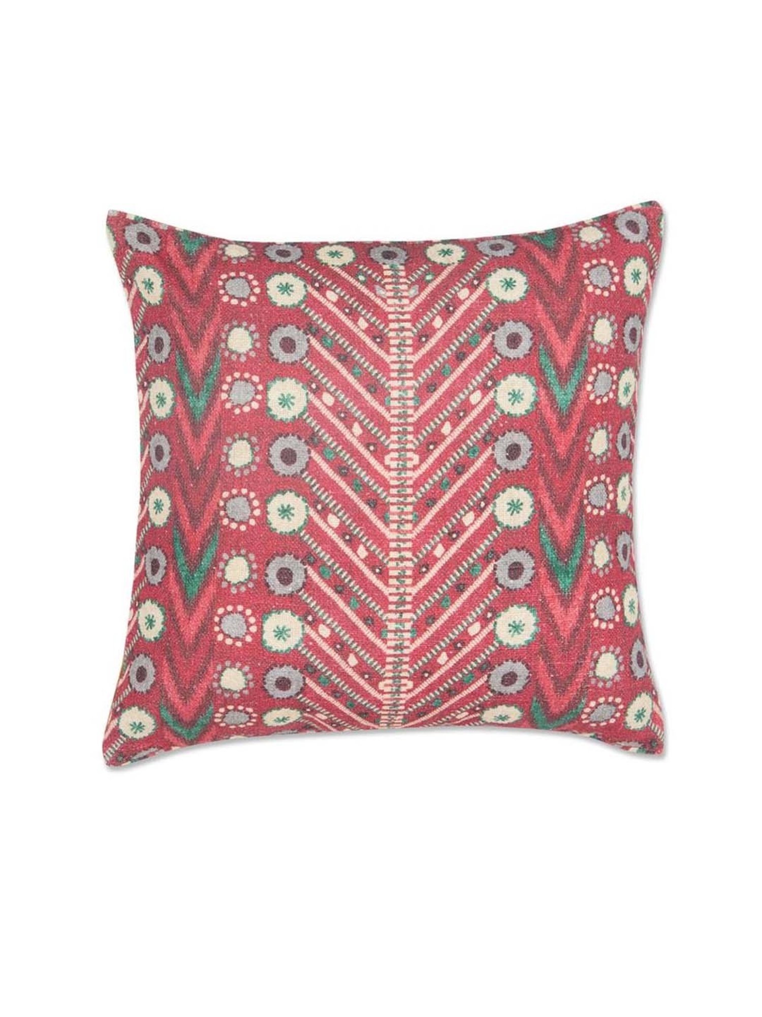 Fabindia Home Red Cotton Printed Fergana Cushion Cover
