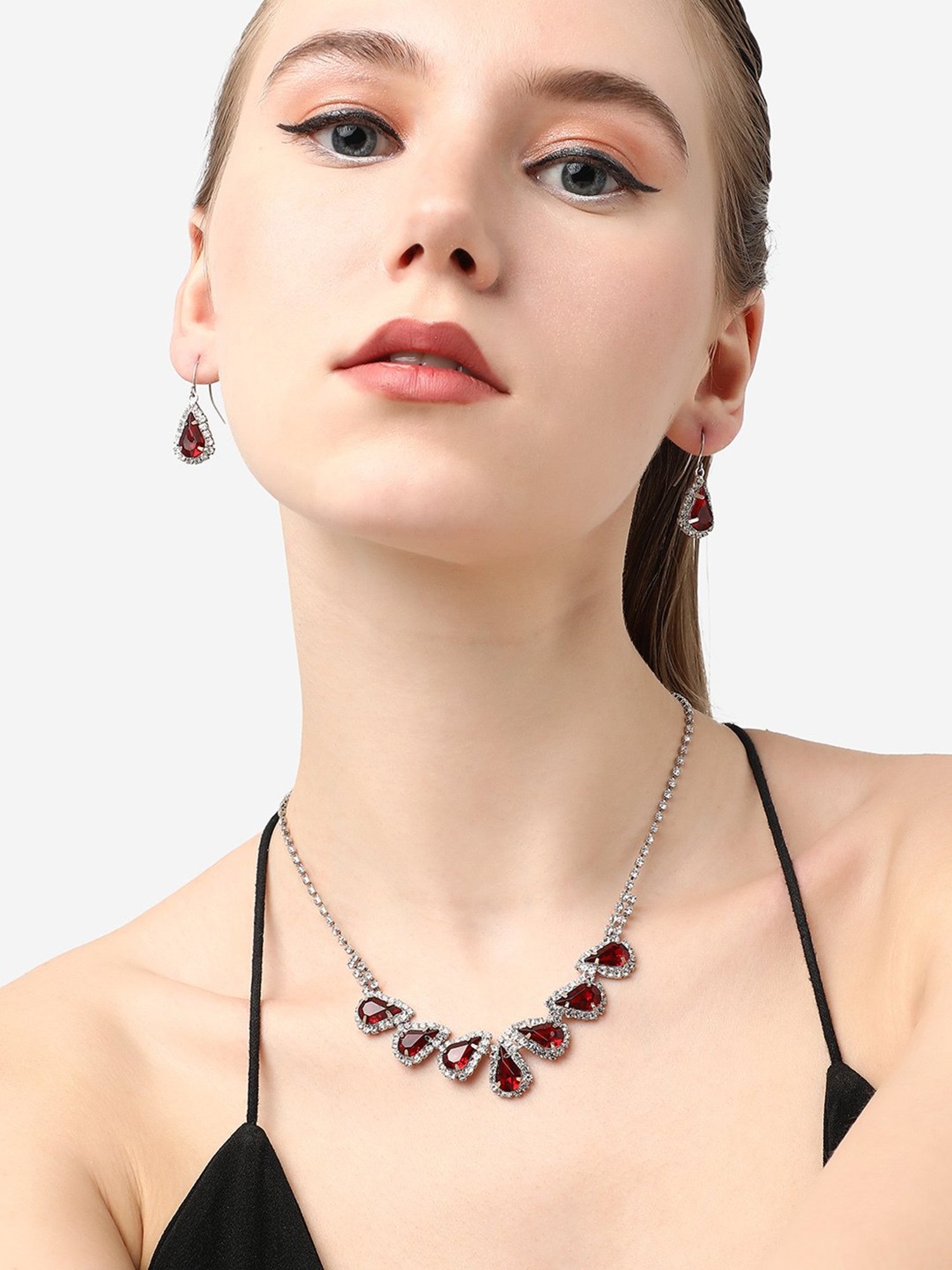 Sri Jagdamba Pearls White Alloy Classic Necklace & Earring Set