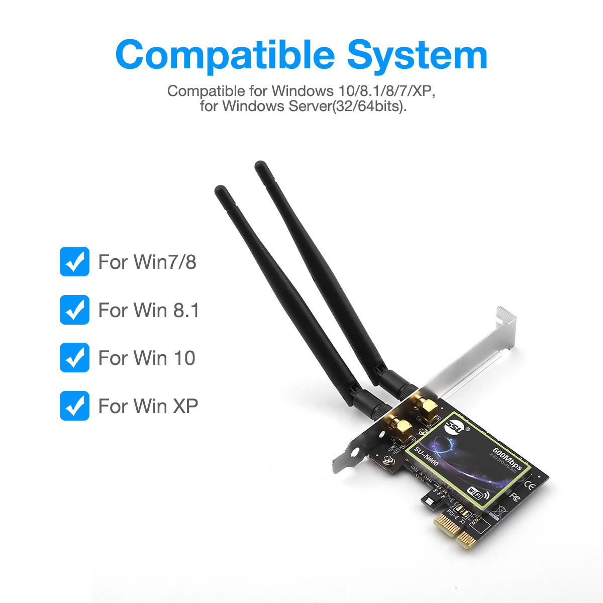 FirstPower 600Mbps Dual Band PCI-E Network Card 2.4G/5G PCI-E WiFi Wireless Adapter for Desktop Computer