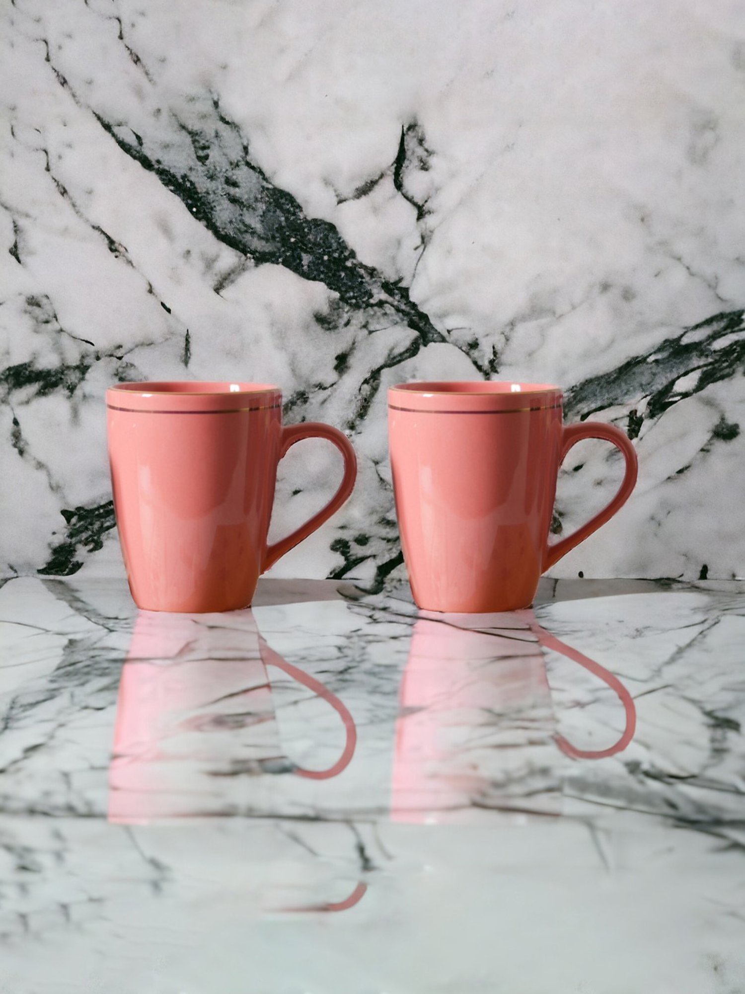 Femora India Peach Ceramic Coffee Mug - Set of 2