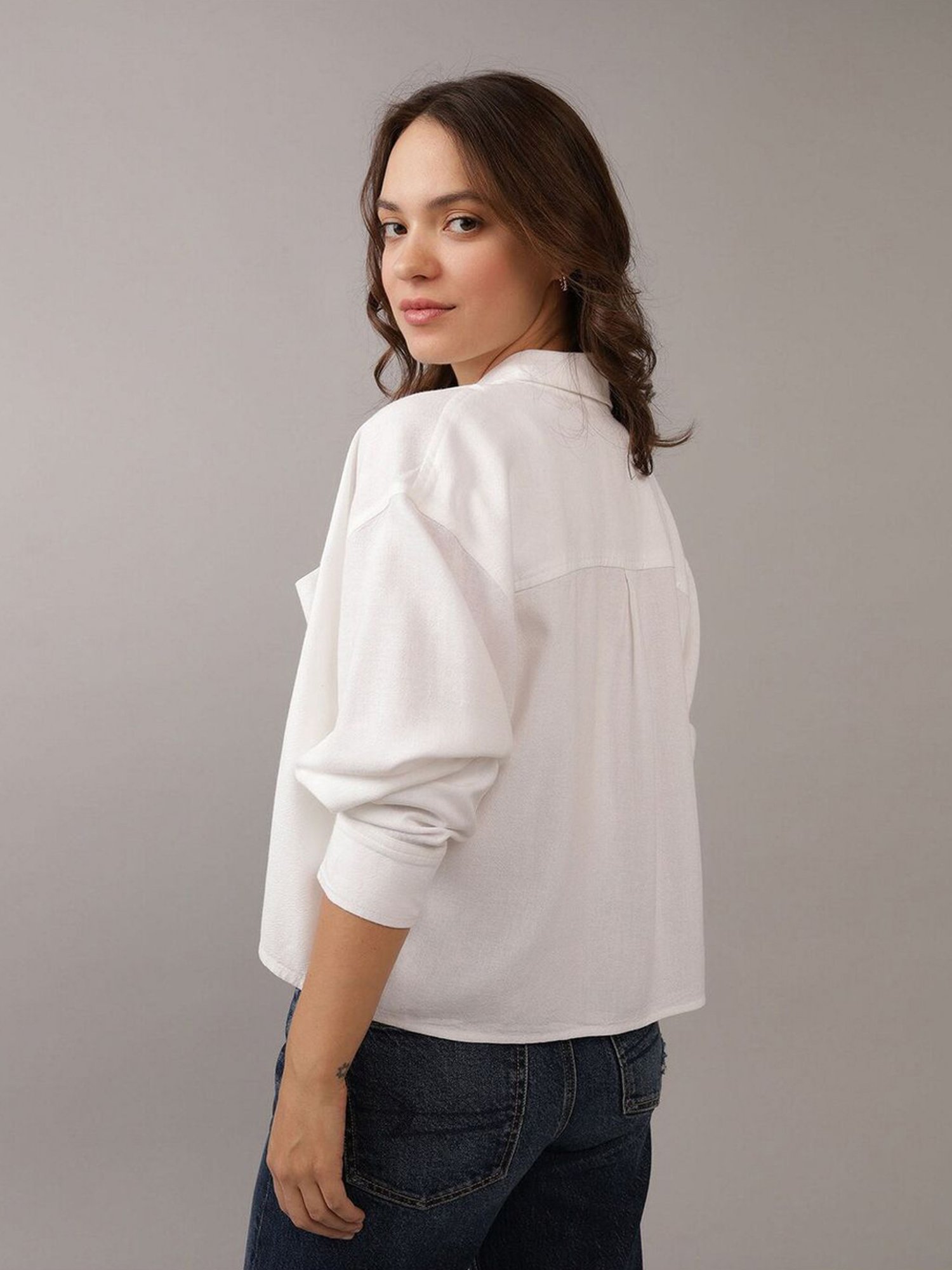 American Eagle Outfitters White Plain Shirt