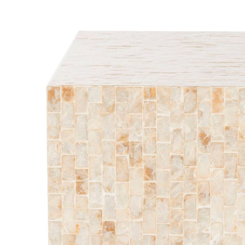 Juno Rect Mosaic Side Table Beige/Gold - Safavieh