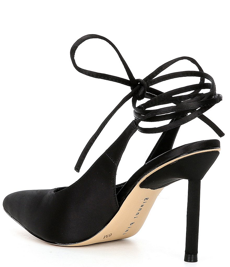 Gianni Bini Sirfeenah Satin Pointed Toe Ankle Wrap Pumps